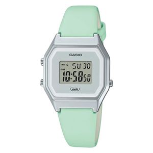  Casio Watch LA680WEL-3DF For Women - Digital Display, Leather Band - Green 