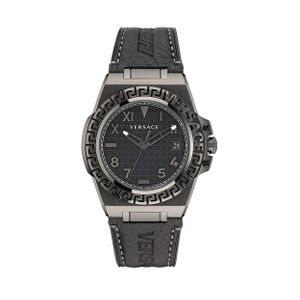  Versace Watch VE3I00322 For Men - Analog Display, Leather Band - Black 