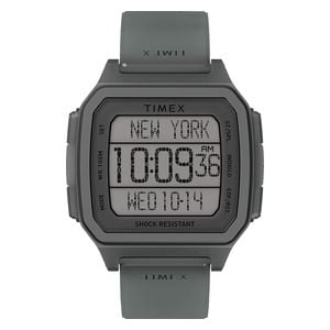  Timex Watch TW2U56400 For Men - Digital Display, Leather Band - Gray 