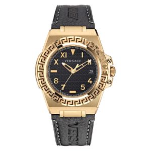  Versace Watch VE3I00222 For Women - Analog Display, Leather Band - Black 