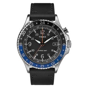  Timex Watch TW2R43600 For Men - Analog Display, Leather Band - Black 