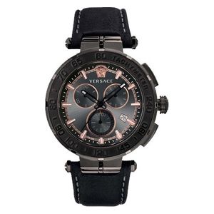  Versace Watch VEPM00320 For Women - Analog Display, Leather Band - Black 