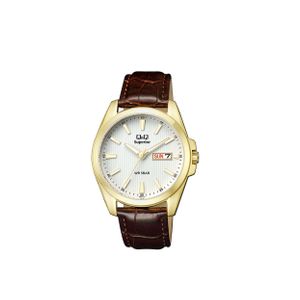  Q&Q Watch S284J101Y For Men - Analog Display, Leather Band - Brown 