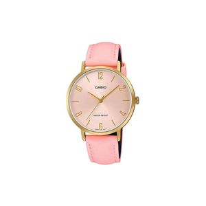  Casio Watch LTP-VT01GL-4BUDF For Women - Analog Display, Leather Band - Pink 