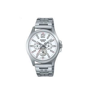  Casio Watch MTP-E350D-7BVDF For Men - Analog Display, Stainless Steel Band - Silver 