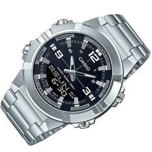  Casio Watch AMW-870D-1AVDF For Men - Analog Display, Stainless Steel Band - Silver 