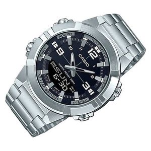  ساعة كاسيو للرجال AMW-870D-1AVDF - عرض بعقارب, سوار من ستانلس ستيل - سلفر 