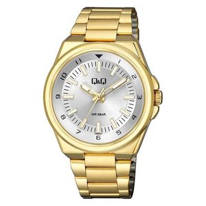  Q&Q Watch QZ68J001Y For Men - Analog Display, Stainless Steel Band - Gold 