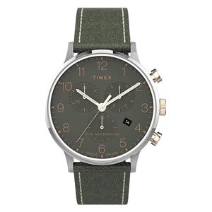  Timex Watch TW2T71400 For Men - Analog Display, Leather Band - Dark Green 