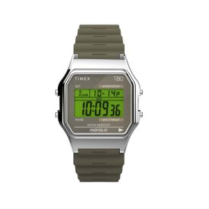  Timex Watch T5K423 For Men - Digital Display, Rubber Band - Green 