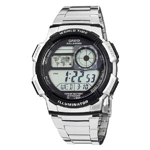  Casio Watch AE-1000WD-1AVDF For Men - Digital Display, Stainless Steel Band - Silver 