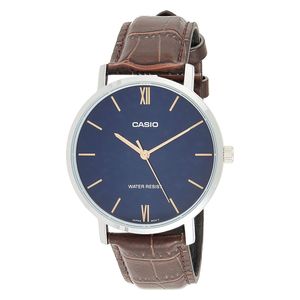 Casio Watch MTP-VT01L-2BUDF For Men - Analog Display, Leather Band - Brown 