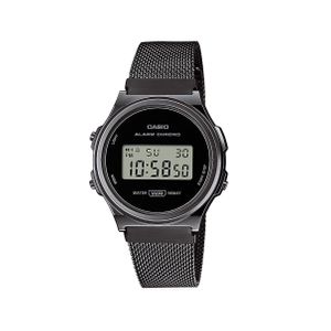  Casio Watch A171WEMB-1ADF For Unisex - Digital Display, Stainless Steel Band - Black 