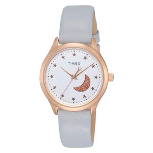  Timex Watch TW2V49400 For Women - Analog Display, Leather Band - Gray 