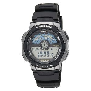 ساعة كاسيو للرجال  AE-1100W-1AVDF - عرض رقمي, سوار من راتنج - اسود 