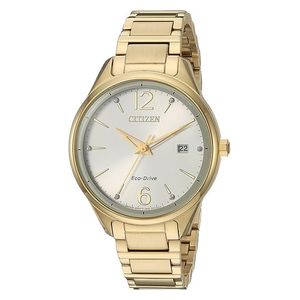  ساعة ستزن للرجال FE6102-53A - عرض بعقارب, سوار من ستانلس ستيل - ذهبي 