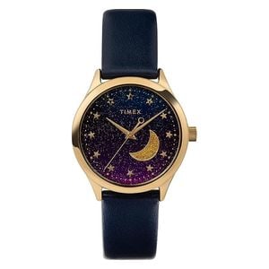  Timex Watch TW2V49300 For Women - Analog Display, Leather Band - Black 