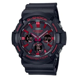  Casio Watch GAS-100BNR-1ADR For Men - Analog Display, Resin Band - Black 