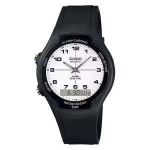  Casio Watch AW-90H-7BVDF For Men - Analog Display, Resin Band - Black 