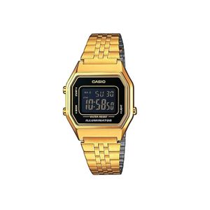  Casio Watch LA680WGA-1BDF For Unisex - Digital Display, Stainless Steel Band - Gold 