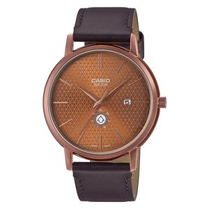  ساعة كاسيو للرجال MTP-B125RL-5AVDF - عرض بعقارب, سوار من الجلد - بني 