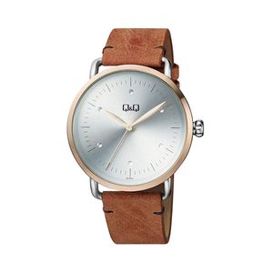  Q&Q Watch QB74J501Y For Men - Analog Display, Leather Band - Brown 