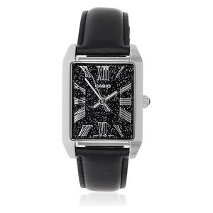  Casio Watch MTP-TW101L-1AVDF For Men - Analog Display, Leather Band - Black 