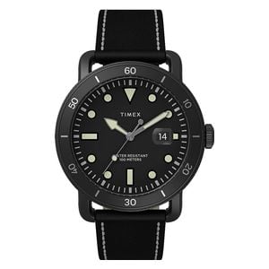  Timex Watch TW2U01800 For Men - Analog Display, Leather Band - Black 