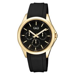  ساعة كيو اند كيو للنساء C25A-002PY - عرض بعقارب, سوار من السيليكون - اسود 