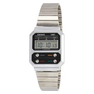  ساعة كاسيو للجنسين A100WE-1ADF - عرض رقمي, سوار من ستانلس ستيل - سلفر 
