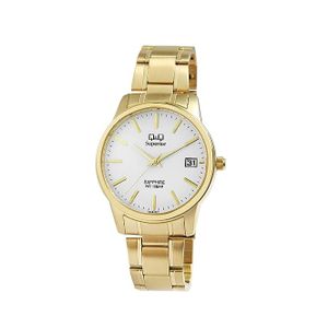  Q&Q Watch S330J001Y For Men - Analog Display, Stainless Steel Band - Gold 