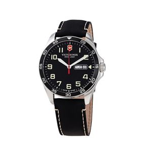  Victorinox Swiss Army Watch 241846 For Men - Analog Display, Leather Band - Black 