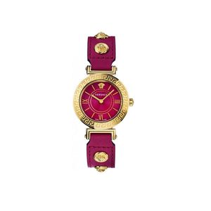  Versace Watch VEVG00620 For Women - Analog Display, Leather Band - Red 