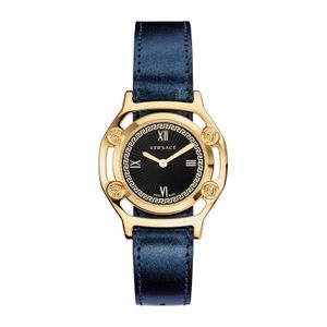  Versace Watch VEVF00820 For Women - Analog Display, Leather Band - Black 