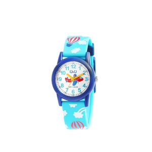  ساعة كيو اند كيو للأطفال VR99J018Y - عرض بعقارب, سوار من البلاستك - ازرق 