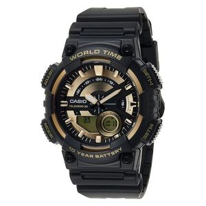  ساعة كاسيو للرجال AEQ-110BW-9AVDF - عرض بعقارب, سوار من راتنج - اسود 