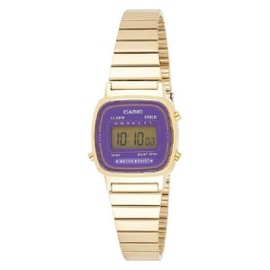  Casio Watch LA670WGA-6DF For Women - Digital Display, Steel Band - Gold 
