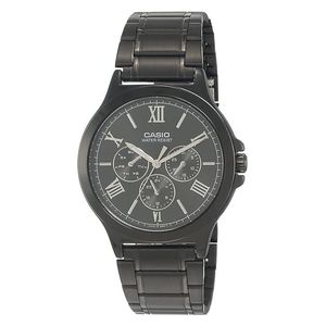  ساعة كاسيو للرجال MTP-V300B-1AUDF - عرض بعقارب, سوار من ستانلس ستيل - أسود 