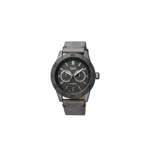  Q&Q Watch AA34J502Y For Men - Analog Display, Leather Band - Gray 