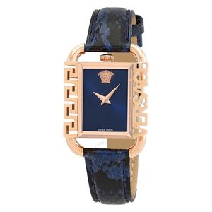  Versace Watch VE3B00322 For Women - Analog Display, Leather Band - Blue 