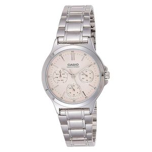  ساعة كاسيو للنساء LTP-V300D-4AUDF - عرض بعقارب, سوار من ستانلس ستيل - سلفر 