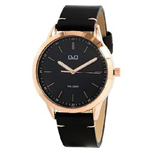  Q&Q Watch QB80J112Y For Men - Analog Display, Leather Band - Black 