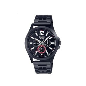  Casio Watch MTP-E350B-1BVDF For Men - Analog Display, Stainless Steel Band - Black 