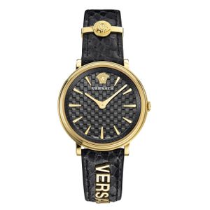  Versace Watch VE8101019 For Women - Analog Display, Leather Band - Black 