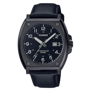  ساعة كاسيو للرجال MTP-E715L-1AVDF - عرض بعقارب, سوار من الجلد - اسود 