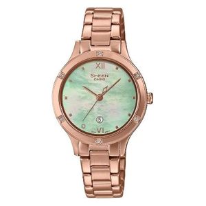  Casio Watch SHE-4546PG-3AUDF For Women - Analog Display, Stainless Steel Band - Rose Gold 