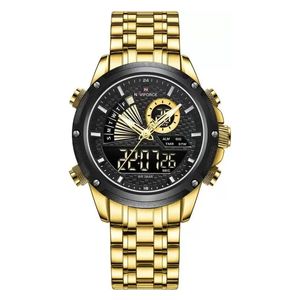  ساعة نافي فورس للرجال NF9205 - عرض بعقارب, سوار من ستانلس ستيل - ذهبي 