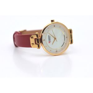  Curren Watch C9056L For Women - Analog Display, Leather Band - Red 