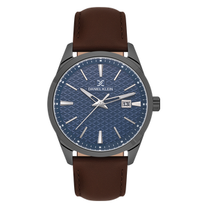 Daniel Klein Watch DK113807-4 For Men - Analog Display, Leather Band - Gunmetal
