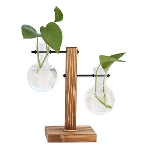  مزهرية ديكور مع قاعدة خشب - VASE-WDGL-02 